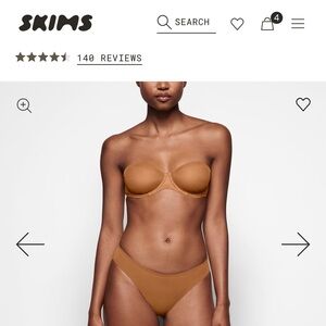 SKIMS Strapless Underwire Bra and Bikini Brief Set in Brown